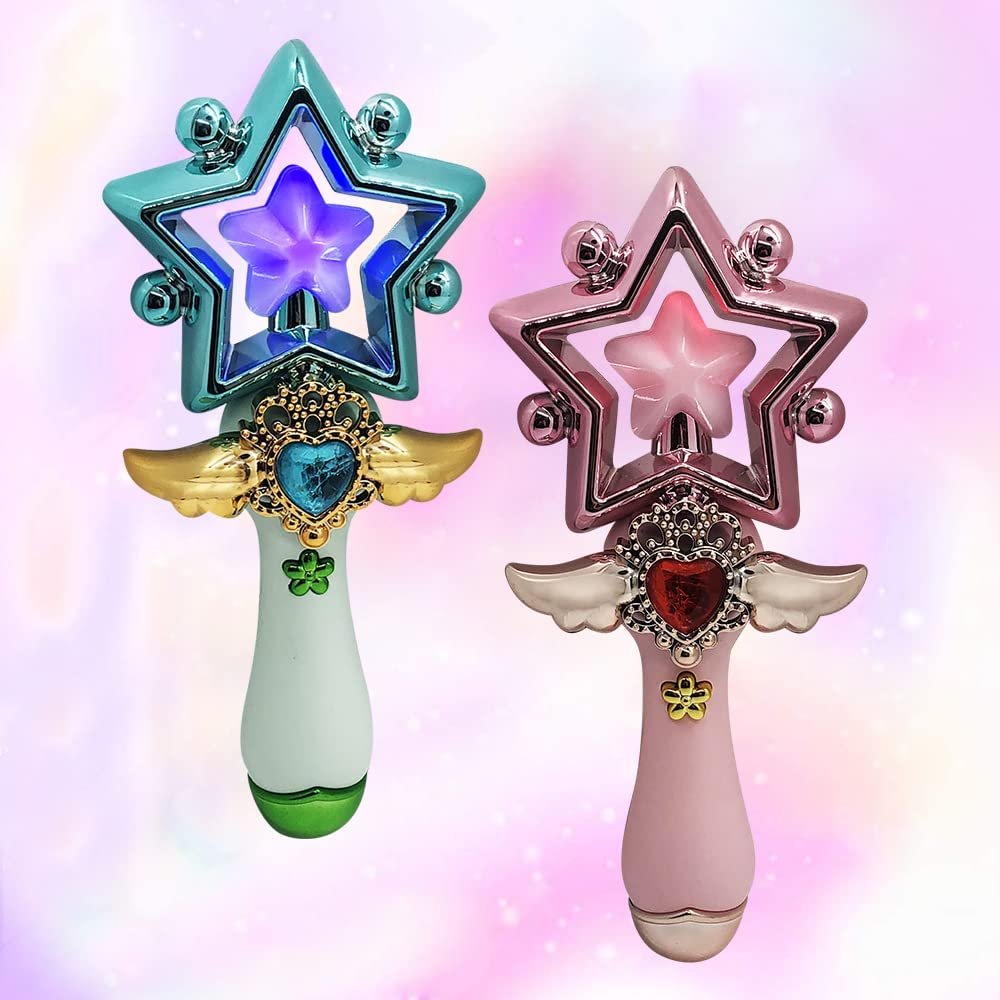 ArtCreativity 8 Inch Light Up Magic Star Wand, Set of 2, Cute Princess Wands with Flashing LED Effect & Magical Sounds, Batteries Included, Pretend Play Prop, Best Birthday Gift, Party Favor for Kids