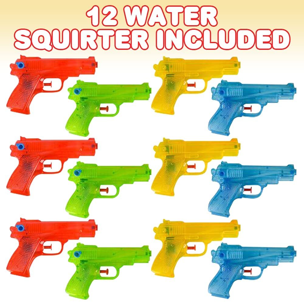 ArtCreativity Water Squirters Guns for Kids (Set of 12) 5.5 Inch Water Toys for Swimming Pool, Beach, and Outdoor Summer Fun, Cool Birthday Water Gun Party Favors for Boys and Girls