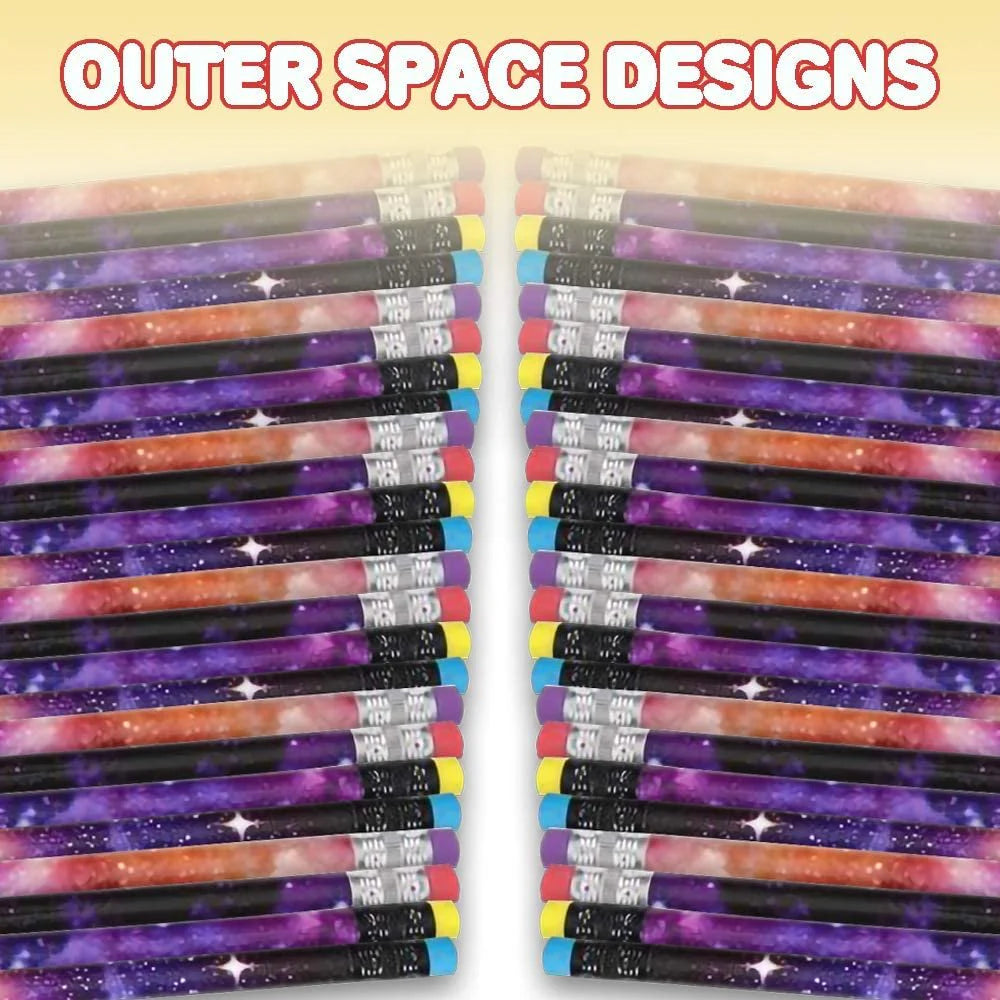 ArtCreativity Galaxy Pencils for Kids- Pack of 48- Assorted Outer Space Designs- Cute Writing Pencils with Durable Erasers, Teacher Supplies for Classrooms, Student Reward, Astronomy Party Favors