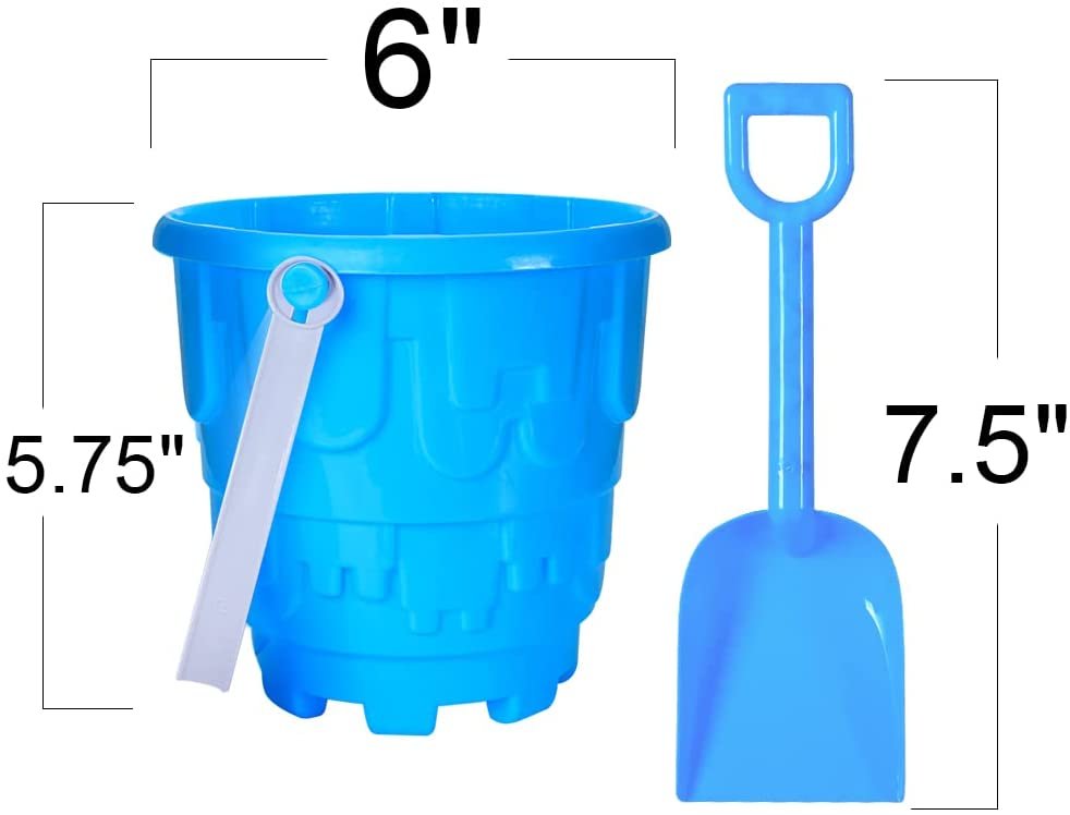 ArtCreativity Beach Sand Castle Buckets and Shovels Set, Includes 12 Shovels and 12 Pail Buckets with a Sand Castle Design Inside, Sandcastle Building Toys, Fun Summer Sand Toys for Boys and Girls