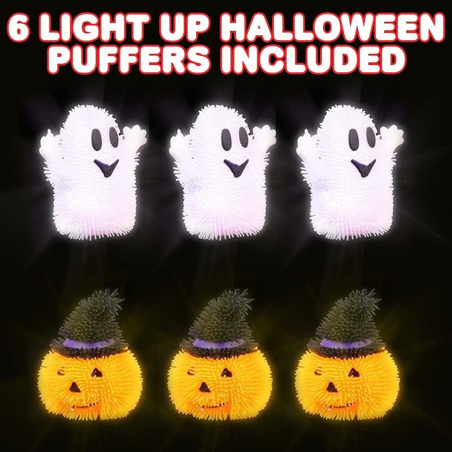 ArtCreativity Light Up Halloween Puffers, Set of 6, LED Fidget Toys for Kids and Adults, Includes Ghost and Pumpkin Halloween Toys, Non-Candy Halloween Treats and Party Favors for Themed Parties