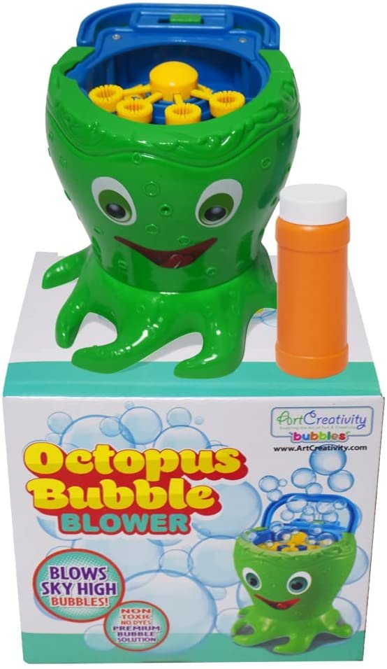 ArtCreativity Octopus Bubble Machine for Kids, Includes 1 Bubbles Blowing Toy with Carry Handle and 1 Bottle of Solution, Fun Summer Outdoor or Party Activity, Great Bubble Gift for Boys and Girls