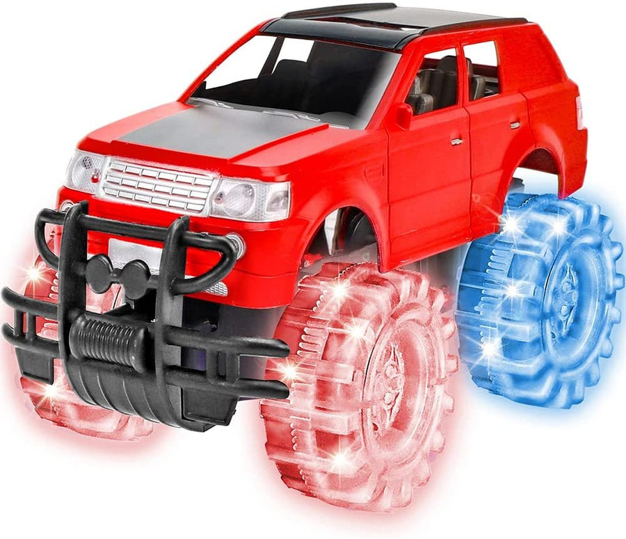 ArtCreativity Light Up Red Monster Truck Toy, 1 Piece, 8 Inch Toy Monster Truck with Flashing LED Tires and Batteries, Push n Go Car Toys for Kids, Fun Gift for Boys and Girls Ages 3 and Up