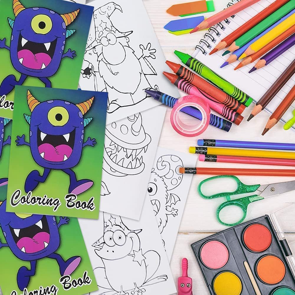ArtCreativity Monster Coloring Books for Kids, Set of 12, 5 x 7 Inch Small Color Booklets, Fun Treat Prizes, Favor Bag Fillers, Birthday Party Supplies, Art Gifts for Boys and Girls
