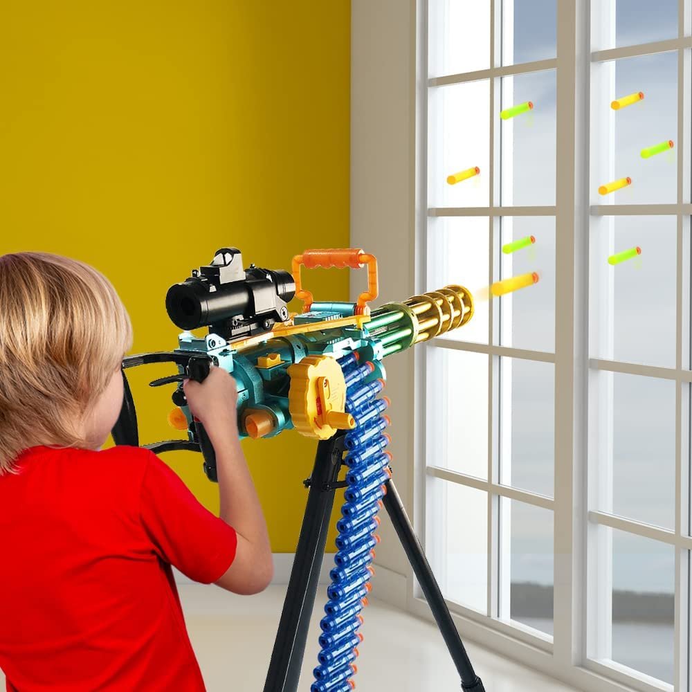 ArtCreativity Electronic Gatling Toy Gun for Kids, Rapid Toy Machine Gun with Foam Suction Darts and Accessories, Kids’ Revolving Toy Gun with Automatic and Manual Mode, Great Gift Idea