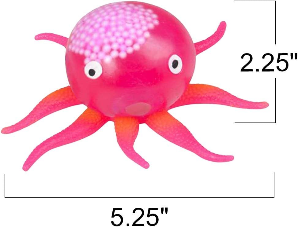 ArtCreativity Squeeze Jelly Octopus, Set of 4, Stress Relief Toys for Kids and Adults, Underwater Party Supplies, Fun Aquatic Birthday Party Favors, Relaxing Sensory Toys for Autism, 4 Colors