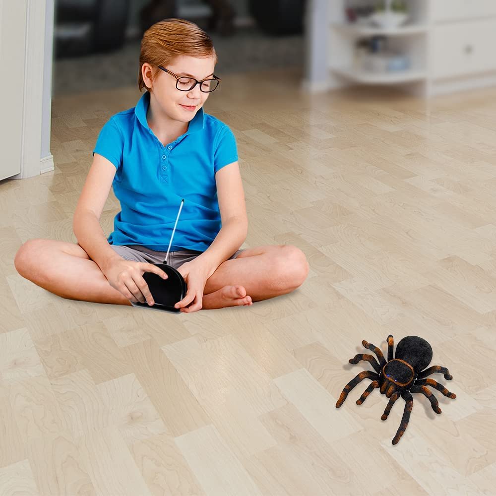 ArtCreativity Remote Control Spider, Includes 1 Tarantula and 1 Controller, Spooky RC Spider Prank Toy with 8 Individually Moving Legs, Furry Texture, and Light Up Eyes, Great Prank Toy for Kids