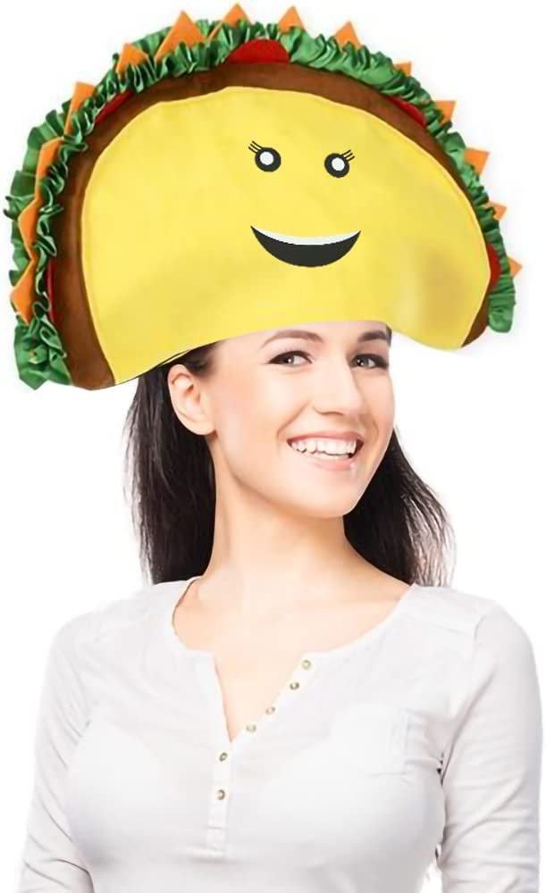 ArtCreativity Funny Taco Hat, 1 PC, Fun Halloween Costume Accessory, Cinco De Mayo Party Supplies Decorations, One Size Fits Most, Crazy Silly Hat with Felt Toppings and Plush Fabric