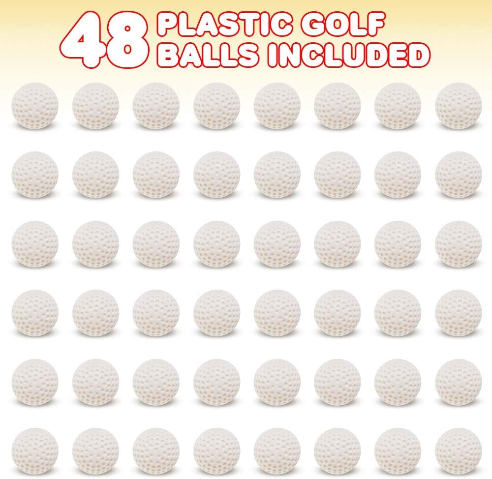 ArtCreativity Plastic Golf Balls, Set of 48, Hollow Golf Balls for Kids and Adults, Sports Birthday Party Favors, Golf Theme Decorations, Great for Indoor and Outdoor Play, Sporty Goody Bag Fillers
