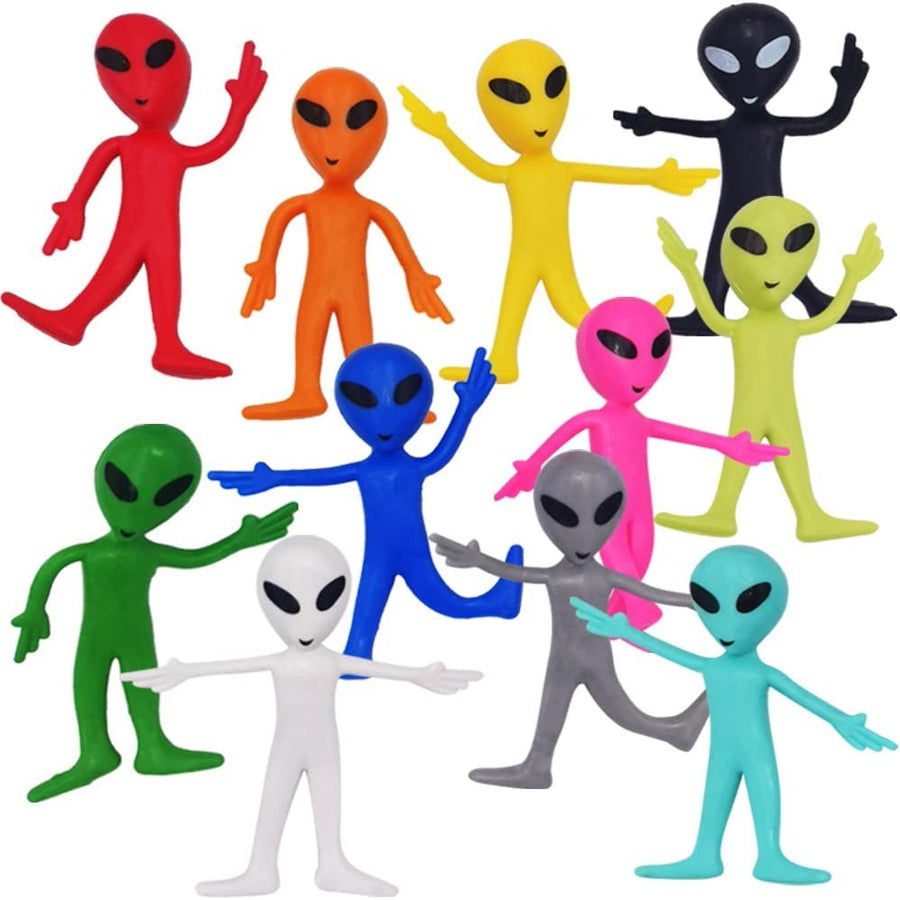 ArtCreativity Bendable Alien Figures, Set of 12, Bendable Alien Toys for Kids, Alien Party Favors for Boys and Girls, Stress Relief Fidget Toys for Kids, Goodie Bag Stuffers, and Pinata Fillers