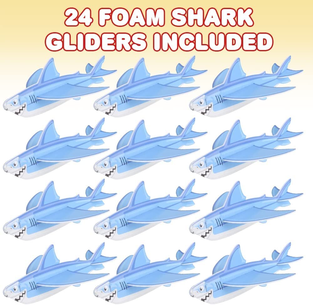 ArtCreativity Foam Flying Shark Gliders, Set of 24, Lightweight Glider Planes for Boys & Girls, Individually Packed Flying Airplanes, Fun Birthday Party Favors, Goodie Bag Fillers for Kids