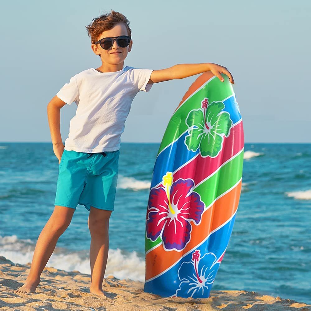 ArtCreativity Luau Surfboard Inflate, Inflatable Surfboard for Beach, Tropical and Luau Party Decorations, Inflatable Pool Toy for Kids and Adults, Beach Party Inflate