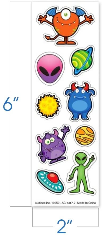 ArtCreativity Alien Stickers Assortment, 100 Sticker Sheets with Over 1000 Space Stickers for Kids, Unique Arts and Crafts Supplies, Outer Space Birthday Party Favors, Galaxy Goodie Bag Fillers