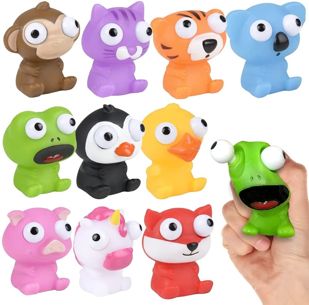 ArtCreativity Squeezy Animals with Pop Out Eyes, Set of 20, Fun Squeeze Stress Relief Toys for Kids, Fun Goodie Bag Fillers, Birthday Party Favors for Boys and Girls