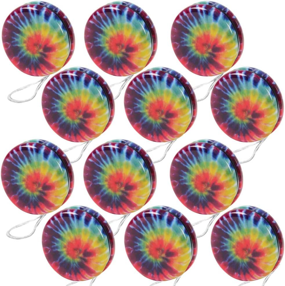 ArtCreativity Rainbow Yoyos for Kids, Pack of 12, Metal Yo-Yo Toys with Colorful Designs, Birthday Party Favors, Goodie Bag Fillers, Holiday Stocking Stuffers, Classroom Prizes