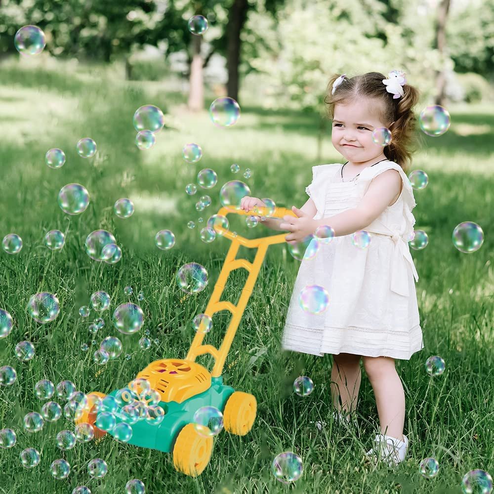 ArtCreativity Bubble Lawn Mower for Kids, Electronic Bubble Blower Machine, Summer Outdoor Push Toys for Kids, First Birthday Gift for Boys and Girls (Gender-Neutral)