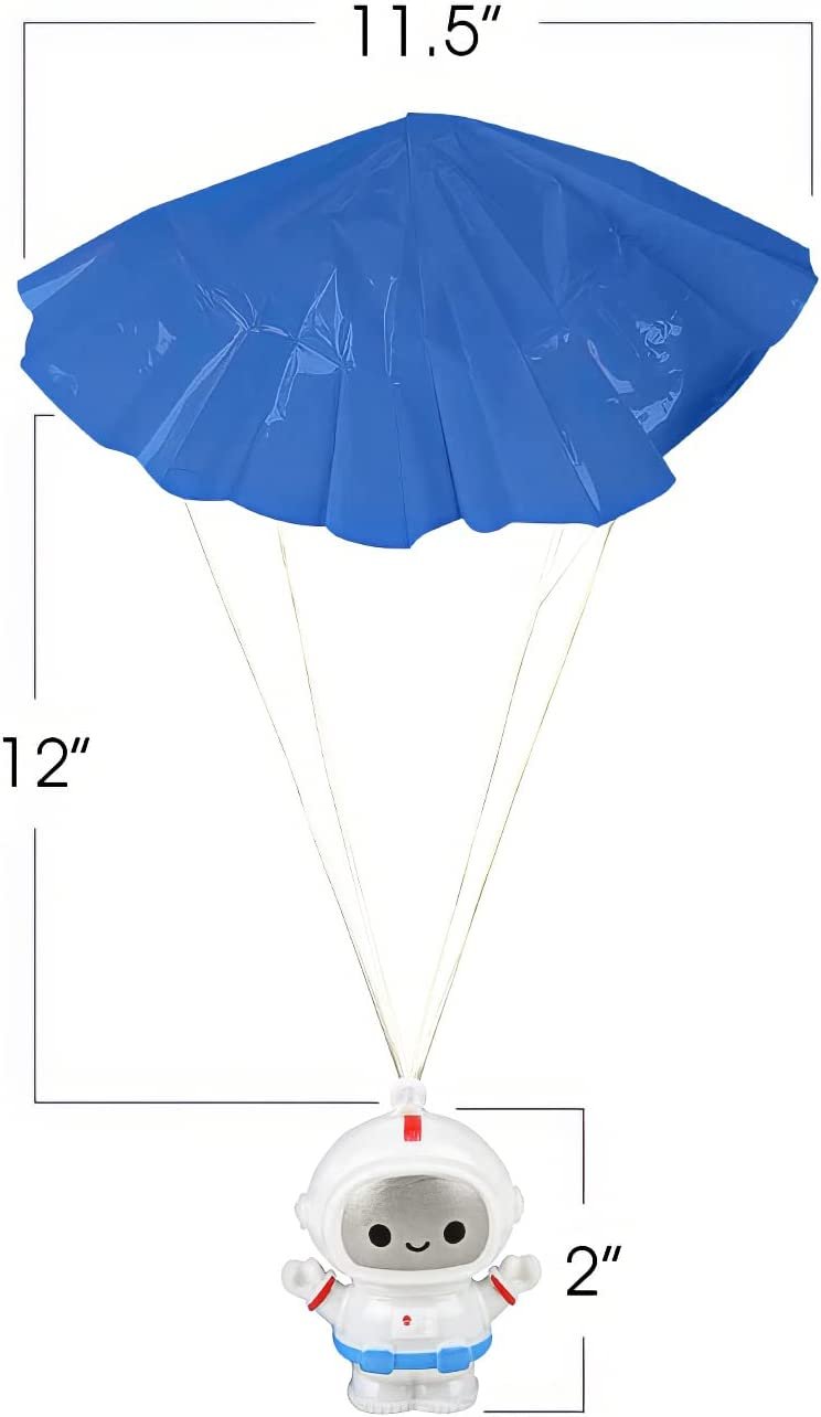 ArtCreativity Mini Astronaut Paratroopers with Parachutes, Bulk Pack of 24, Durable Plastic Parachute Toys Playset, Fun Parachute Party Favors, Goodie Bag Fillers for Boys and Girls