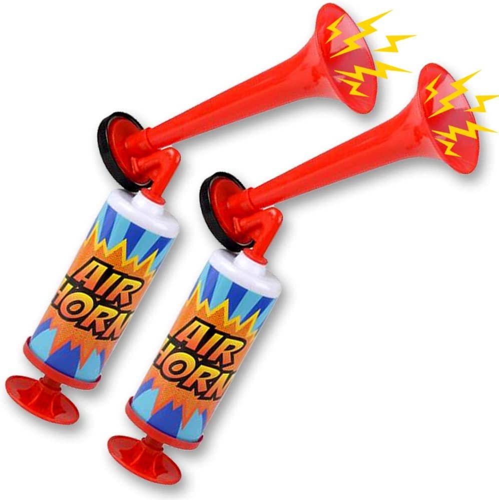 ArtCreativity Air Horn Pump, Set of 2, 14 Inch Noisemakers for Sporting Events, Parties, Celebrations, Fun Birthday Party Favors and Goodie Bag Fillers for Kids and Adults