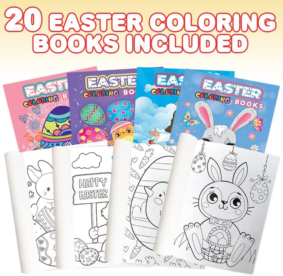 ArtCreativity Assorted Mini Easter Coloring Books for Kids, Pack of 20, Small Color Booklets in 4 Designs, Easter Party Favors for Kids, Educational Easter Gifts for Boys and Girls