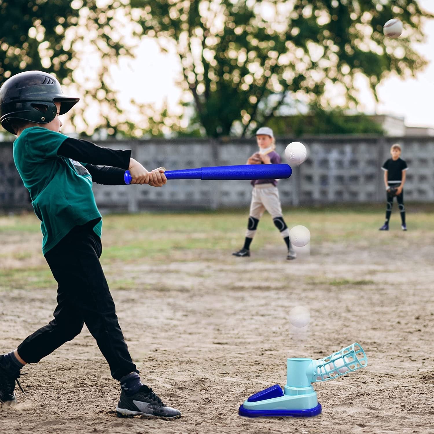 ArtCreativity Baseball Pitching Machine for Kids, Baseball Batting Machine Toy with Collapsible Bat, 3 Balls, and Pitching Unit, Baseball Pitching Trainer for Batting Practice, Outdoor Fun