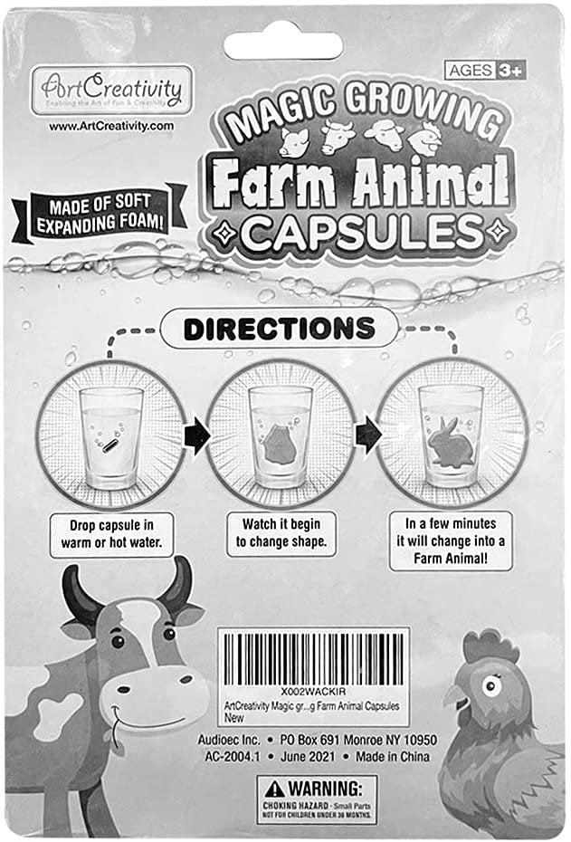 ArtCreativity Magic Growing Farm Animal Capsules, 2 Packs with 12 Expanding Animal Capsules Each, Grow in Water, Cute Color and Design Variety, Kids’ Birthday Party Favors, Contest Prize or Gift Idea