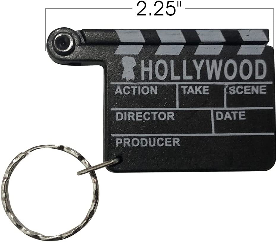 ArtCreativity Hollywood Clapboard Keychains, Set of 12, Lift Clapper to Reveal Magnifying Glass, Accessories for Keys, Backpack, or Pocket Book, Birthday Party Favors, Carnival Party Favors for Kids