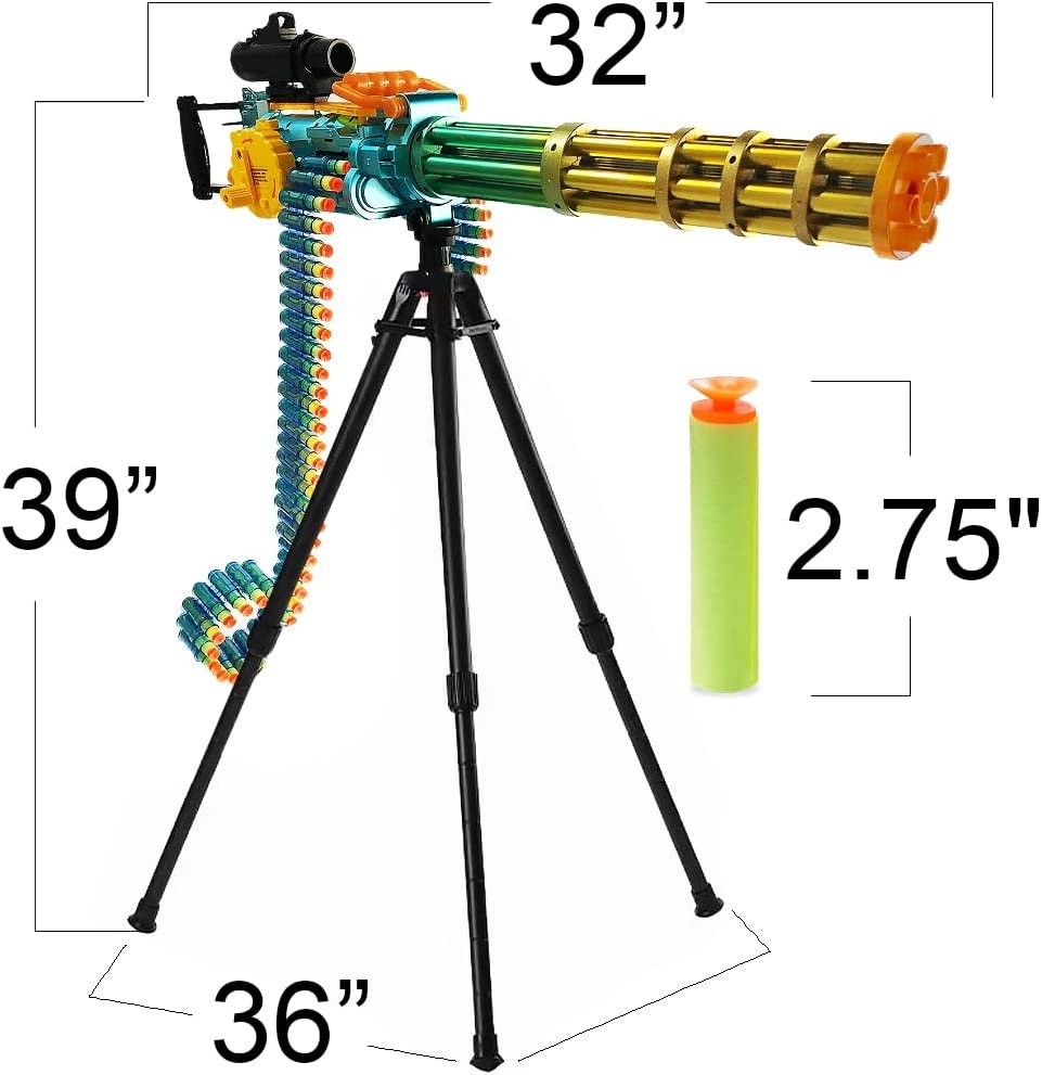 ArtCreativity Electronic Gatling Toy Gun for Kids, Rapid Toy Machine Gun with Foam Suction Darts and Accessories, Kids’ Revolving Toy Gun with Automatic and Manual Mode, Great Gift Idea