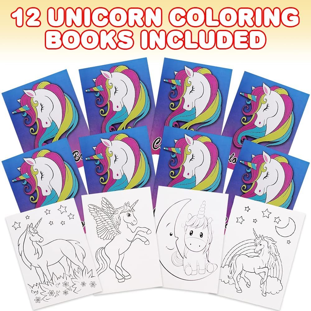 ArtCreativity Unicorn Coloring Books for Kids, Set of 12, 5 x 7 Inch Small Color Booklets, Fun Treat Prizes, Favor Bag Fillers, Birthday Party Supplies, Art Gifts for Boys and Girls