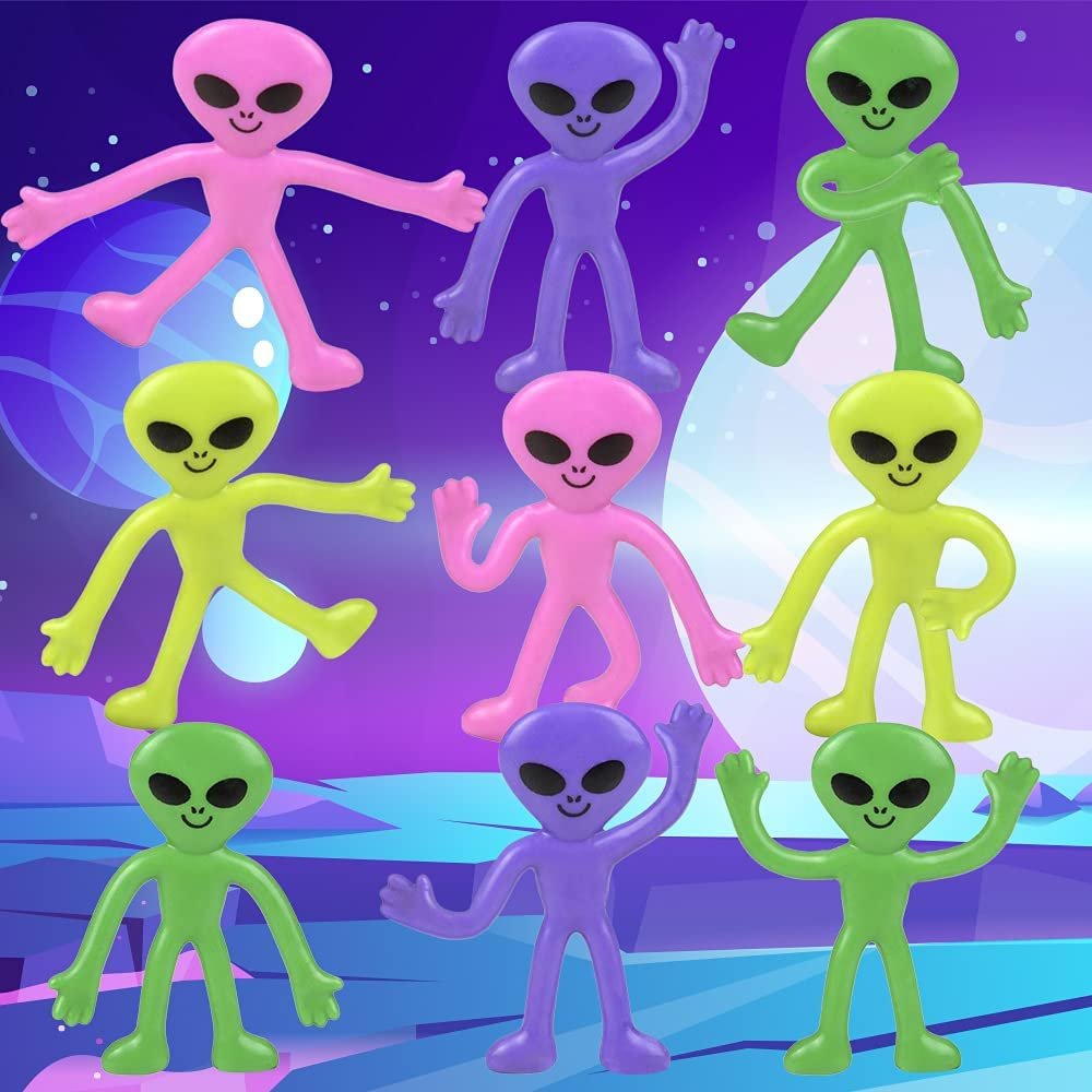 ArtCreativity Mini Bendable Alien Assortment, Set of 48 Flexible Figures in Assorted Colors, Birthday Party Favors for Boys & Girls, Stress Relief Fidget Toys, Goody Bag Fillers for Kids