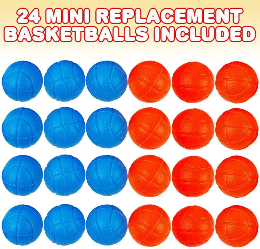 ArtCreativity Mini Replacement Basketballs for Desktop Basketball Arcade Game, Set of 24, Plastic Basketball Toys in Blue and Orange, Accessories for The Desktop Basketball Shooting Game