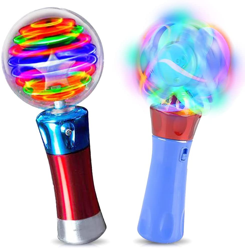 ArtCreativity LED Wands for Kids, Set of 2, Includes 1 Light Up Orbiter Spinning Wand and 1 Light Up Magic Ball Wand, Flashing LED Wands for Boys and Girls with Thrilling Colors, Batteries Included