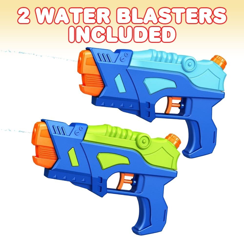 ArtCreativity Water Blasters, Set of 2, Water Squirt Guns for Kids in Vibrant Colors, Futuristic Water Shooting Pistols, Toys for Swimming Pool, Beach and Outdoor Summer Fun