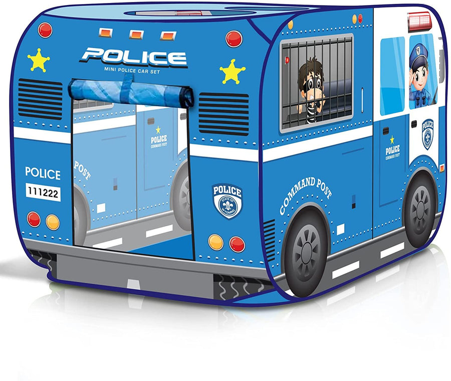 Police Car Tent with Carry Bag, Pop Up Indoor Tent for Kids, Police Officer Indoor Playhouse with 2 Openings, Flat-Folding Kids Play Tent for Compact Storage, 43.5 x 28 x 26.5 Inches