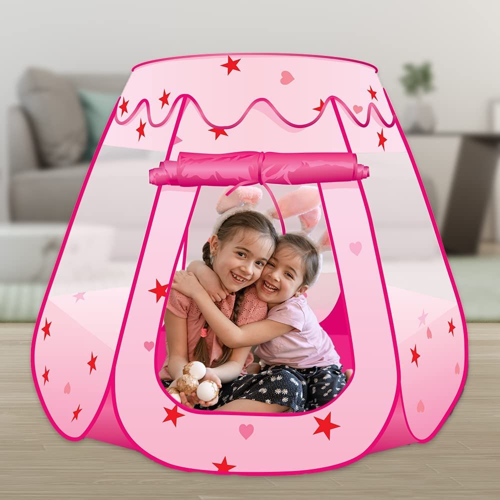 ArtCreativity Princess Pop Up Tent, Kids Playhouse Tent with a Carry Bag, Foldable Princess Tent for Girls and Boys with Mesh Windows for Ventilation, Adorable Princess Party Decorations, Pink