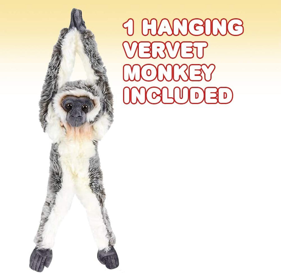 ArtCreativity Hanging Vervet Monkey Plush Toy, 17.5 Inch Stuffed Monkey with Realistic Design, Soft and Huggable, Cute Nursery Decor, Best Birthday Gift for Boys and Girls