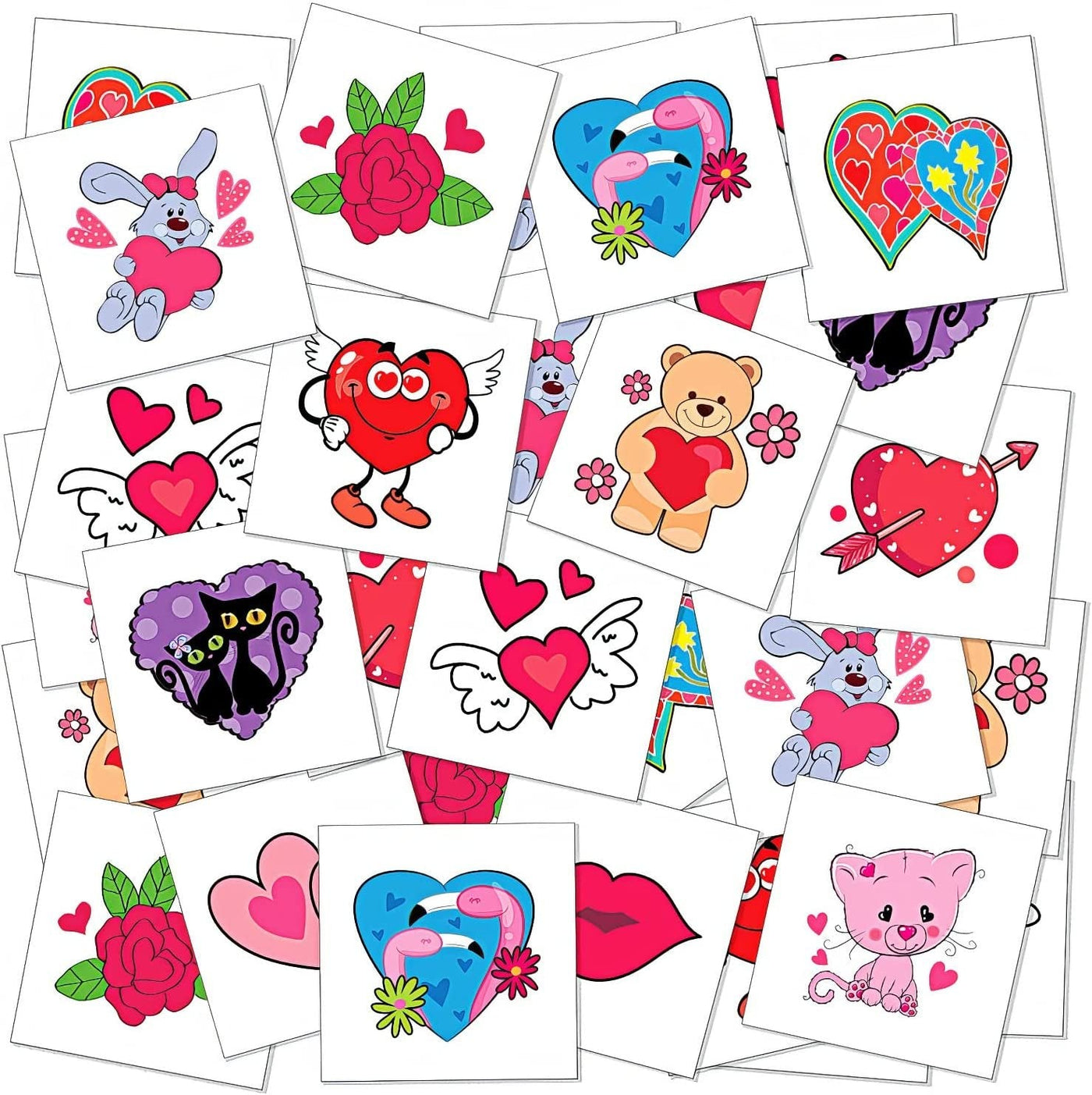 ArtCreativity Temporary Valentines Tattoos for Kids, Pack of 144, Cute Valentines Day Tattoos, Valentine Party Favors, Valentines Gifts for Kids, Goodie Bag Fillers, Halloween Treats, Assorted Designs