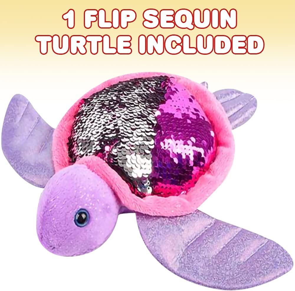 ArtCreativity Flip Sequin Sea Turtle Plush Toy, 1PC, Soft Stuffed Sea Turtle with Color Changing Sequins, Cute Home and Nursery Animal Decorations, Calming Fidget Toy for Girls and Boys, 10.5 Inches