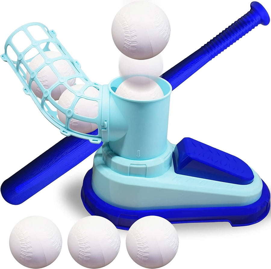 ArtCreativity Baseball Pitching Machine for Kids, Baseball Batting Machine Toy with Collapsible Bat, 3 Balls, and Pitching Unit, Baseball Pitching Trainer for Batting Practice, Outdoor Fun