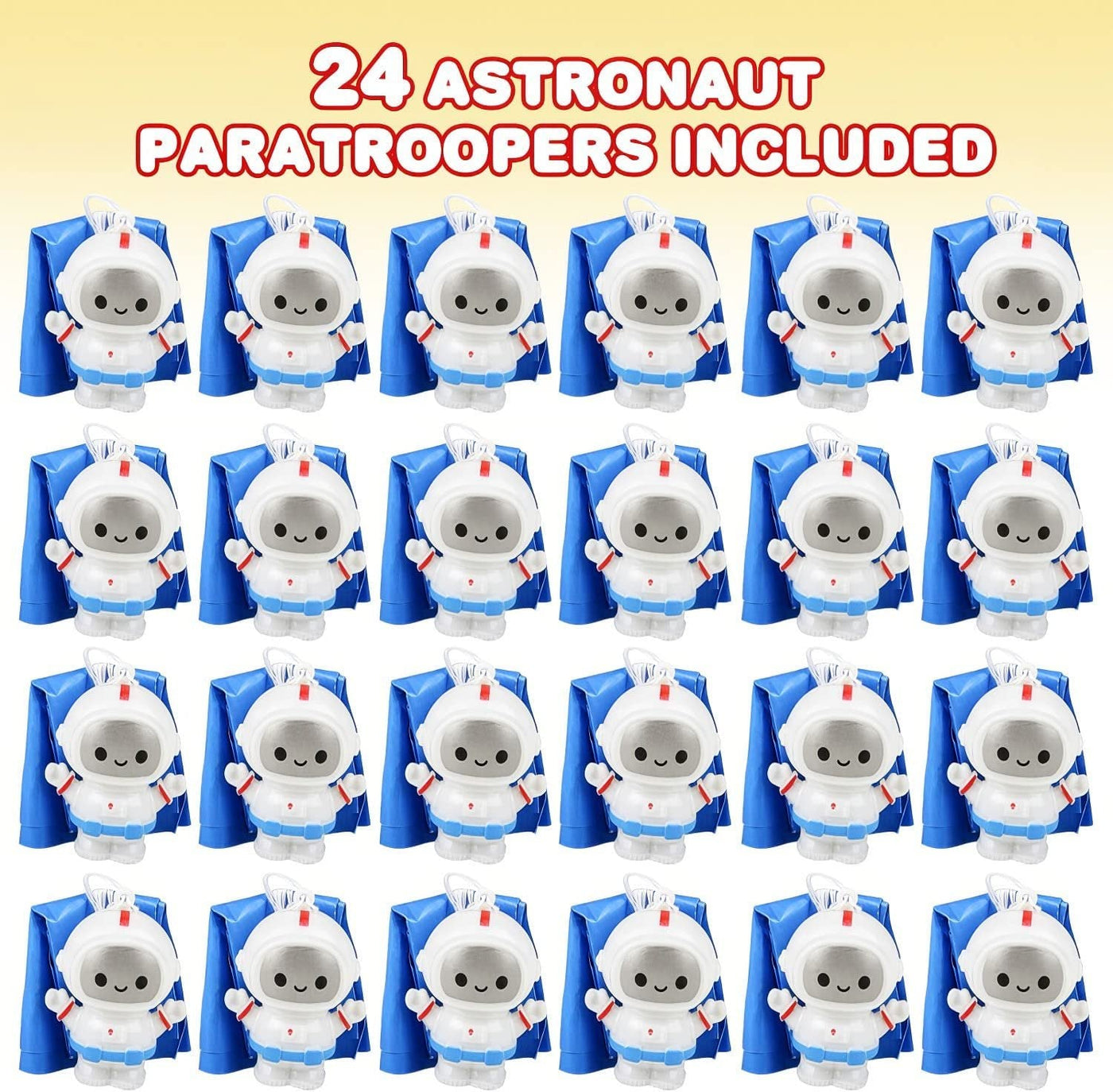 ArtCreativity Mini Astronaut Paratroopers with Parachutes, Bulk Pack of 24, Durable Plastic Parachute Toys Playset, Fun Parachute Party Favors, Goodie Bag Fillers for Boys and Girls