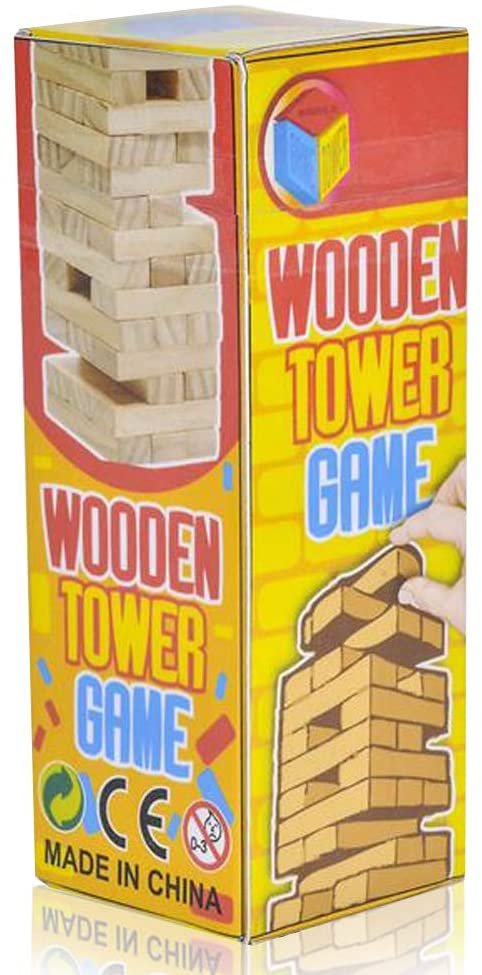ArtCreativity Mini Wooden Tower Game, Wood Tumbling Blocks Set with 48 Pieces, Fun Indoor Game Night Games for Kids, Adults and House Parties, Development Toys for Children, Great Gift Idea