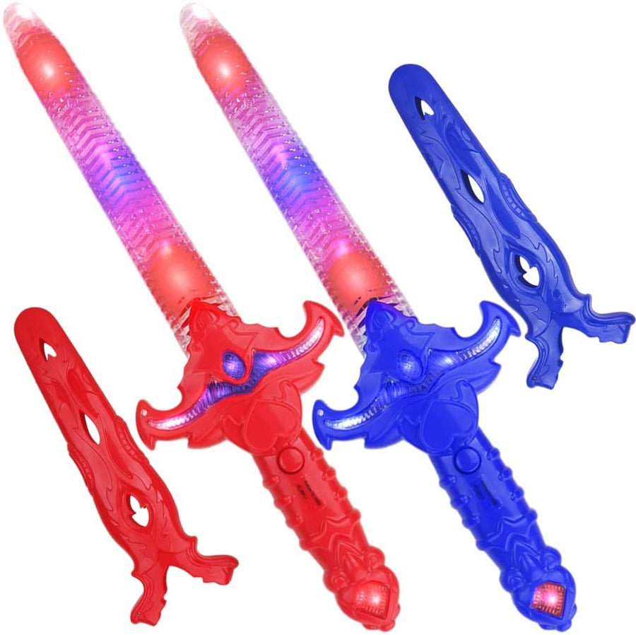 ArtCreativity Light Up Toy Swords with Sounds, LED Toy Sword Set with Removable Covers, Plastic Toy Swords, Warrior Halloween Costume Accessories, Light Up Halloween Toys, Halloween gifts for kids