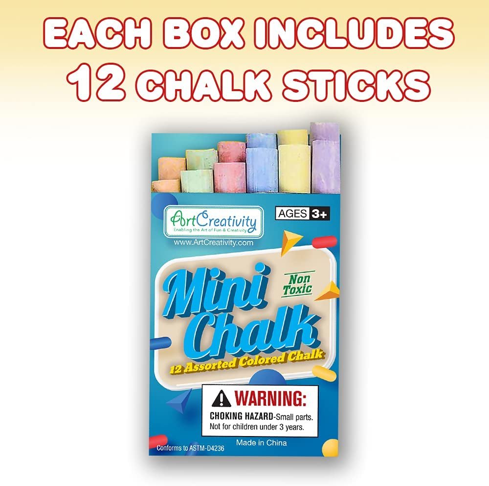 ArtCreativity Mini Chalk Set for Kids, 24 Boxes, Each Box Has 12 Blackboard Chalk Sticks, Non-Toxic Art and Craft Supplies, Birthday Party Favors for Boys and Girls, Goody Bag Fillers, Classroom Gift