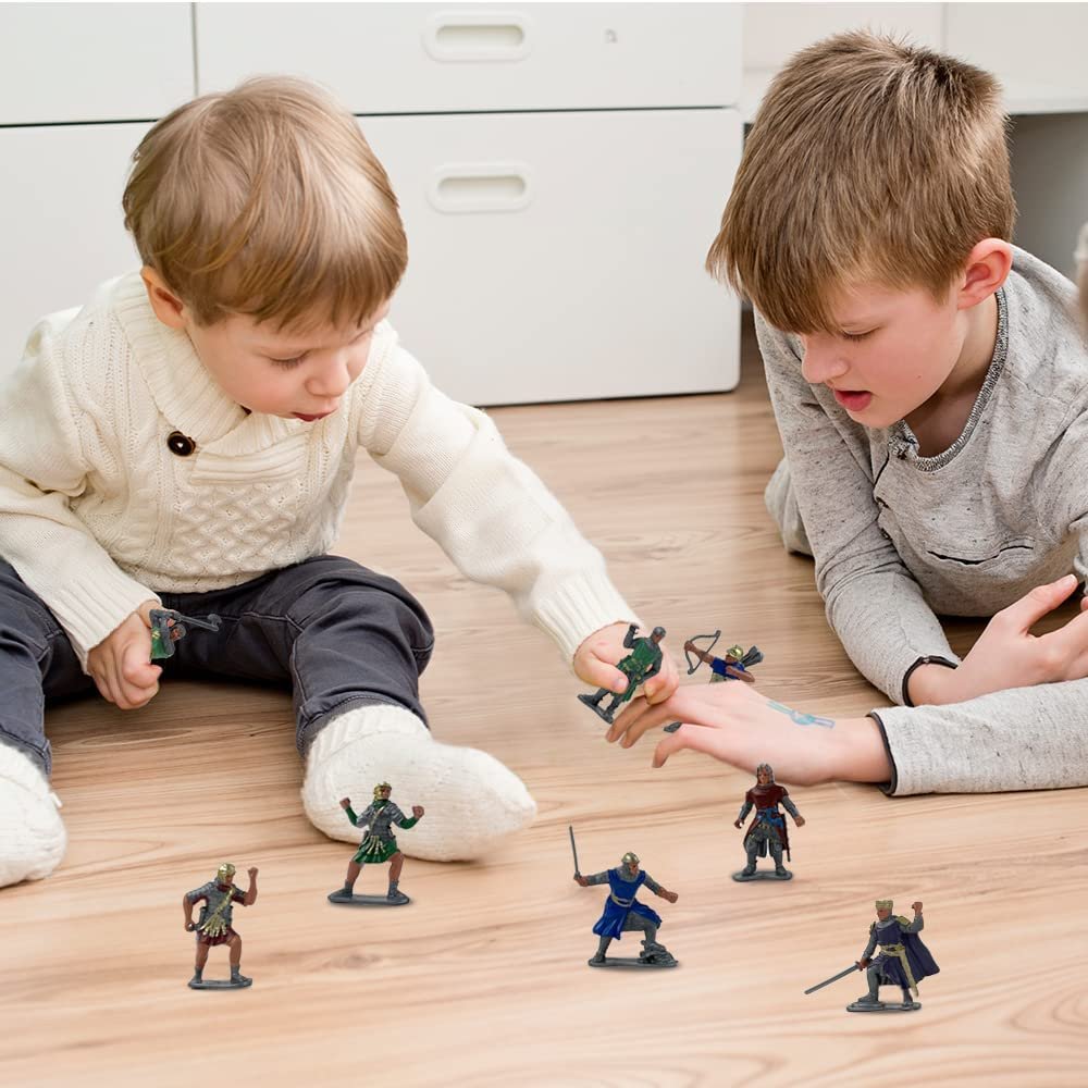 ArtCreativity Knight Action Figures for Kids, Set of 16, Free-Standing Knight Figurines with Realistic Details, Medieval Party Decorations and Cake Toppers, Knight Party Favors for Boys and Girls