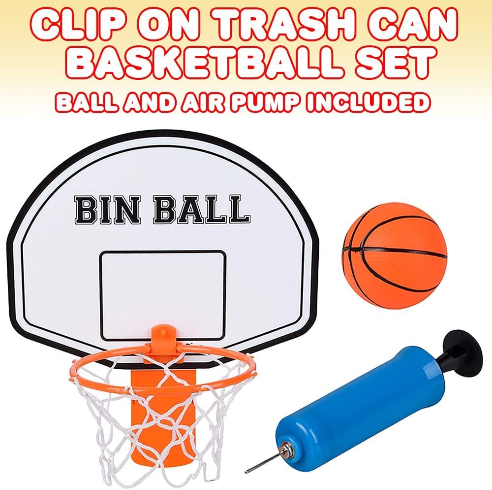 ArtCreativity Trash Can Basketball Set, Includes Clip-On Hoop with Backboard, Inflatable Ball and Pump, Fun Indoor Basketball Hoop for Kids, Office Toys for Adults, Great Birthday Gift Idea