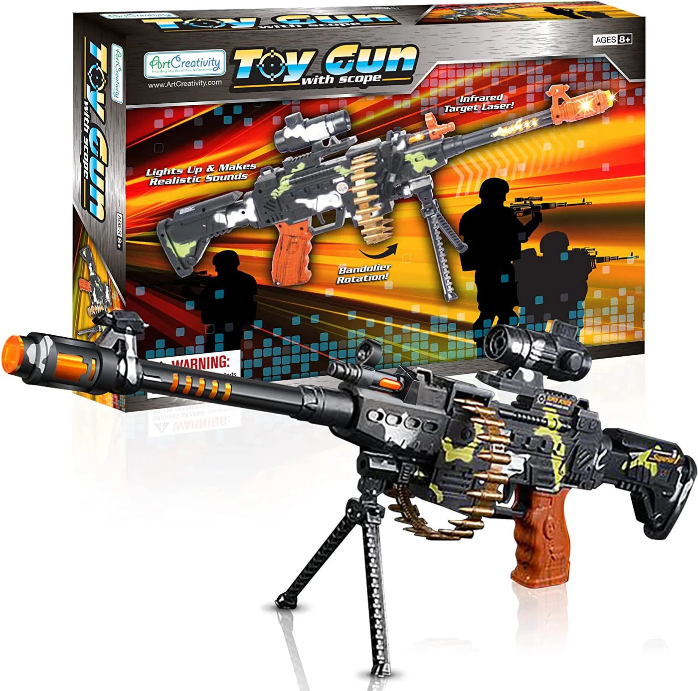 Toy Machine Gun with Scope, Stand and Realistic Sound Effects