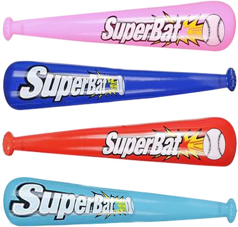 ArtCreativity Inflatable Baseball Bats for Kids, Set of 4, 40 Inch Durable Inflates in Assorted Colors, Cool Sports Birthday Party Favors, Decorations, and Supplies, Carnival Party Prizes