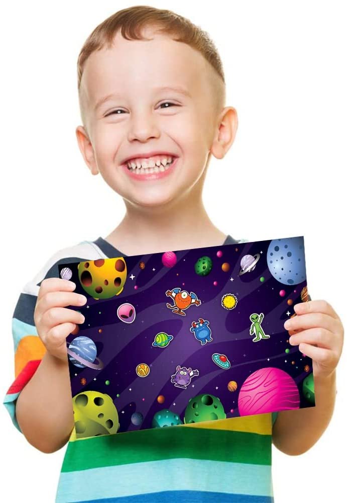 ArtCreativity Alien Stickers Assortment, 100 Sticker Sheets with Over 1000 Space Stickers for Kids, Unique Arts and Crafts Supplies, Outer Space Birthday Party Favors, Galaxy Goodie Bag Fillers