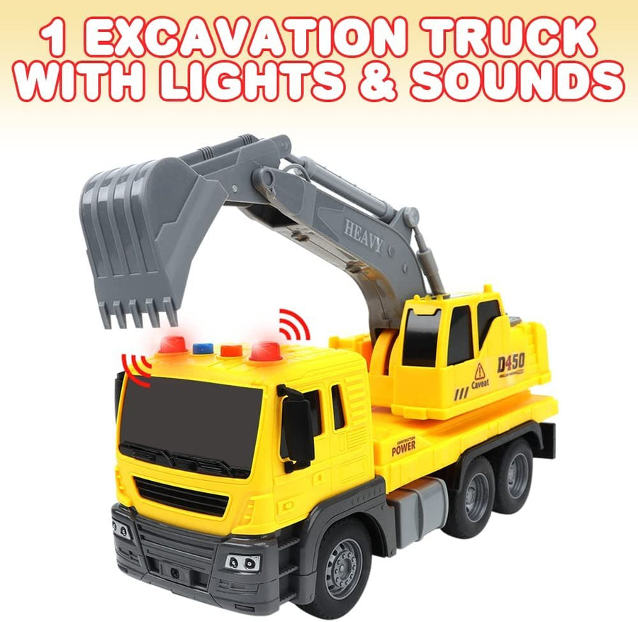 ArtCreativity Light Up Excavation Truck Toy, Kids’ Construction Toy with Movable Parts, LEDs, and Sound Effects, Interactive Construction Vehicle Toys for Kids, Pretend Play Toys for Boys and Girls