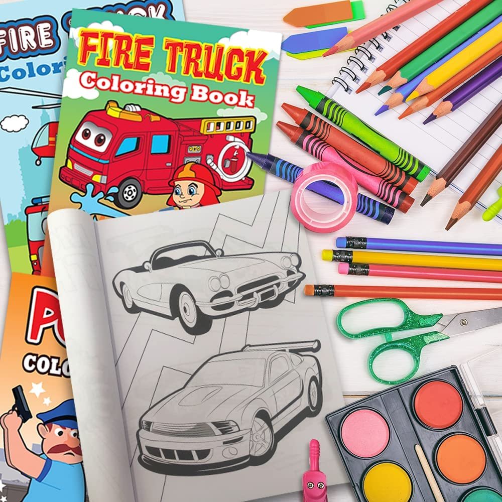 ArtCreativity Police & Firefighter Coloring Books for Kids, Bulk Set of 20, 5 x 7 Inch Small Color Booklets in Assorted Designs, Fun Birthday Party Favors, Educational Art Gifts for Boys and Girls