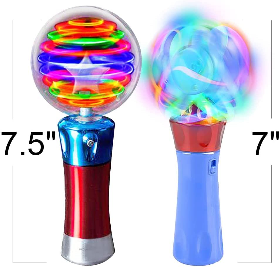 ArtCreativity LED Wands for Kids, Set of 2, Includes 1 Light Up Orbiter Spinning Wand and 1 Light Up Magic Ball Wand, Flashing LED Wands for Boys and Girls with Thrilling Colors, Batteries Included